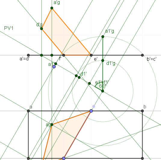 Geogebra: Ejemplo teórico de plegado de chapa horizontal