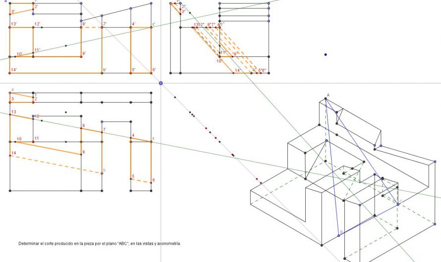 Intersección de pieza con plano oblicuo