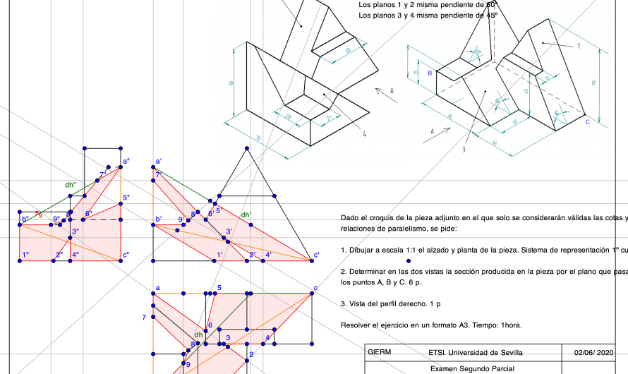 Sección de una pieza por un plano.2ºExamen parcial 2020
